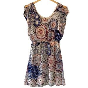 Outback Red small dress summer blue geometric red
